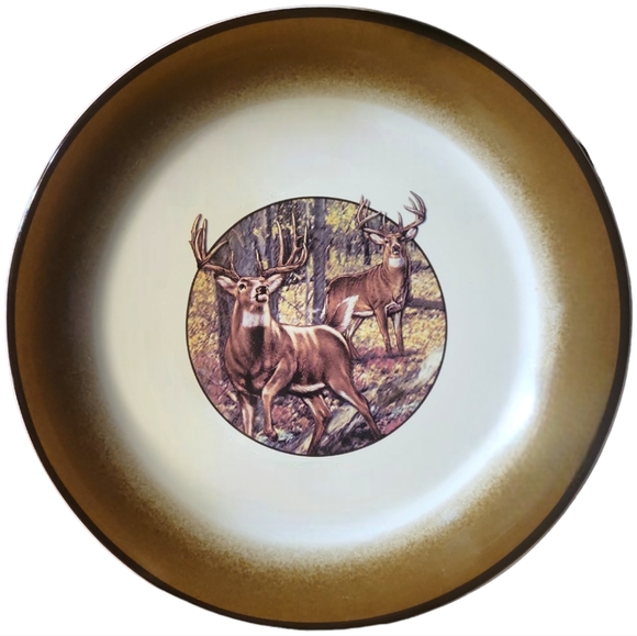 1 Vtg Buck Wear Dinner Plate MHS Great Ideas White Tail Deer Buck Hunting Cabin - Picture 2 of 4